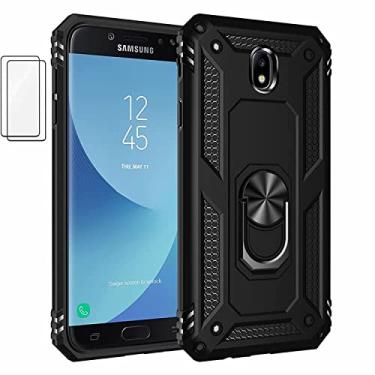 Imagem de Capa para Samsung Galaxy J7 Pro Capinha com protetor de tela de vidro temperado [2 Pack], Case para telefone de proteção militar com suporte para Samsung Galaxy J7 Pro (preto)