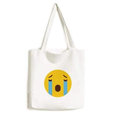 Imagem de Cry Cute Online Chat Face Cartoon Tote Canvas Bag Shopping Satchel Casual Bolsa