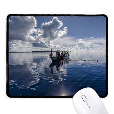 Imagem de Mouse pad de borracha para jogos Ocean Water Blue Boat People Picture