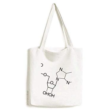 Imagem de Bolsa de lona com ilustração de estrutura molecular química, bolsa de compras, bolsa casual