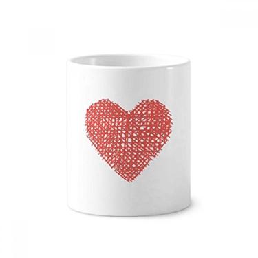 Imagem de Suporte de caneta de escova de dentes para dia dos namorados com desenho de grafite rosa com suporte de cerâmica