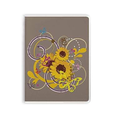 Imagem de Caderno de ilustração de girassol com flores de plantas, capa de goma