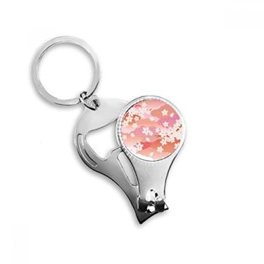 Imagem de Chaveiro de flores de cerejeira nuvens padrão rosa cortador de unhas chaveiro abridor de garrafa