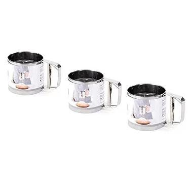 Imagem de Kit 3 Polvilhador Caneca Peneira Gatilho Inox Farinha Açúcar