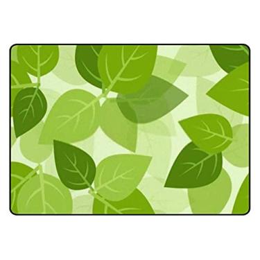 Imagem de ColourLife Capacho abstrato, folhas verdes, leve, antiderrapante, tapete de entrada para ambientes internos e externos, tapete para banheiro, cozinha, entrada 78,7 x 50,8 cm