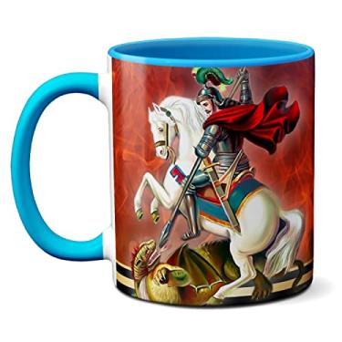 Imagem de Caneca Andarei Vestido Com As Forças De São Jorge Amém (Azul)
