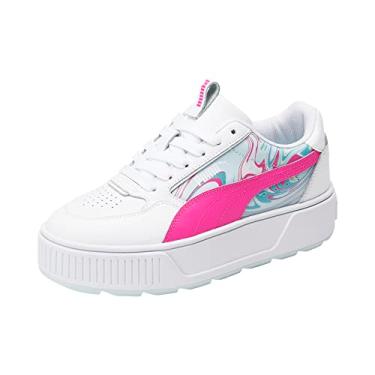 Imagem de PUMA Tênis unissex infantil Karmen Rebelle, Whipped Dreams branco-ravish-hero azul, 5.5 Big Kid