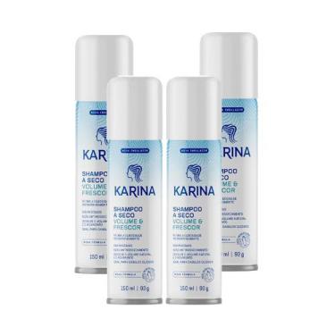 Imagem de Kit 4 Shampoo A Seco Karina Volume Frescor Para Os Cabelos Retira Oleo