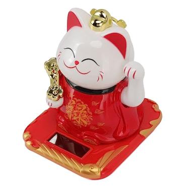 Imagem de Jeanoko Escultura de gato, indução de luz, decoração de casa para escritório (vermelho)