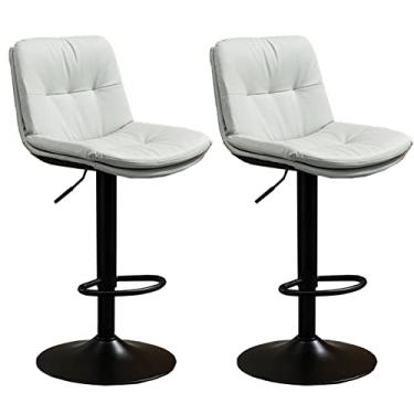 Imagem de Cadeiras de jantar cadeiras de sala de jantar moderno conjunto de 2 bancos de bar ajustáveis de alta altura para café da manhã com parte traseira de couro PU acolchoado cadeiras de metal elevador de gás para cozinha balcão ilha tudo é
