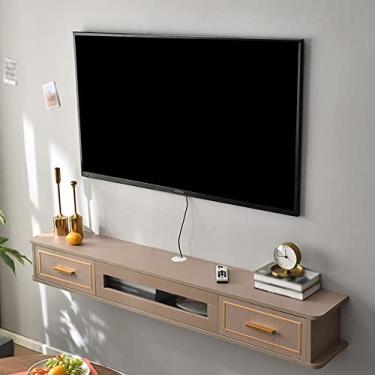 Imagem de StrOux Suporte flutuante para TV, projetores e consoles de jogos, armários de TV montados na parede de madeira, adequado para sala de estar, salas de entretenimento