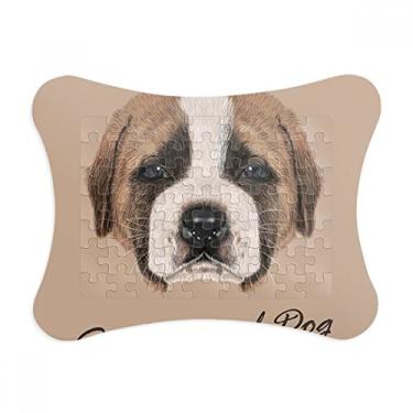 Imagem de Linda moldura marrom de São Bernardo, animal de estimação, decoração de quadro, quebra-cabeça