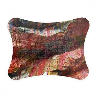 Imagem de Moldura de quebra-cabeça com textura de pedra multicolorida, moldura de enigma, decoração de quadros, ornamento de jogo