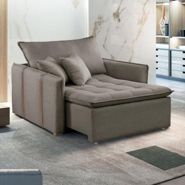 Imagem de Poltrona Cama 110cm em Madeira Eucalipto Detroid Yescasa Bege Escuro