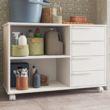 Imagem de Armário Multiuso 4 Gavetas 1 Prateleira Branco Bs 49 - Brv
