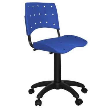 Imagem de Cadeira Giratória Fixa Plástica Azul Anatômica - Ultra Móveis - Ultra