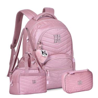 Imagem de Kit Mochila Costas Rebecca Bonbon Metalassê Lancheira Estojo
