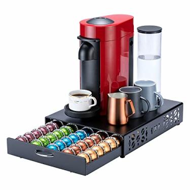 Imagem de FlagShip Suporte de cápsulas Nespresso Vertuo para armazenamento de cápsulas organizador de cápsulas de café e suporte de máquina de café preto metálico (capacidade para 50 cápsulas)