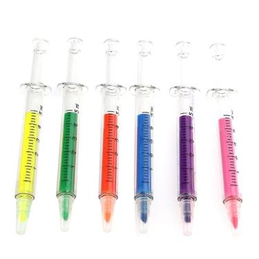 Imagem de 6 Unidades marcador para líquido canetas de forma caneta ponta venha caneta canetas fluorescentes caneta marca-texto o preenchimento caneta gel tinta seringa caneta esferográfica