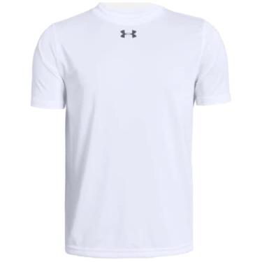 Imagem de Under Armour Camiseta de manga curta para meninos, White (100)/ Graphite, X-Large