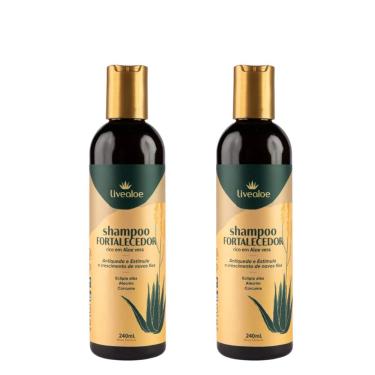 Imagem de Kit 2 Shampoo Natural Fortalecedor Livealoe Com Aloe Vera 240ml