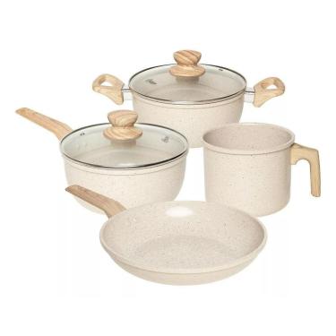 Imagem de Conjunto De Panelas Marble Eddition 4 Peças Oster - Creme