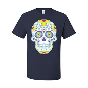 Imagem de Camiseta Sugar Skull Day of The Dead Calavera Dia de Los Muertos, Azul-marinho, G