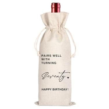 Imagem de Maydvdv Saco de vinho de aniversário de 70 anos | Ideia de presente de 70 anos | Saco de vinho de aniversário personalizado | Presente de 70 anos para ele | Lembranças de festa de 70 anos 11WB54 (70º