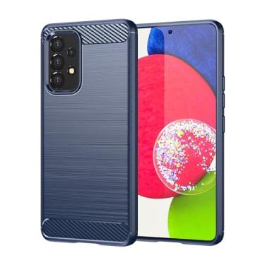 Imagem de Sidande Capa para Galaxy A53 5G, capa para Samsung A53 5G SM-A536E, capa ultrafina com absorção de choque de fibra de carbono TPU capa protetora de borracha para Samsung Galaxy A53 5G azul marinho