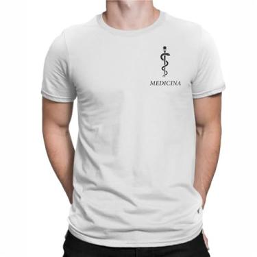 Imagem de Camiseta Faculdade Curso de Medicina Masculina,estampas exclusivas (BR, Alfa, M, Regular, Branco Logo)