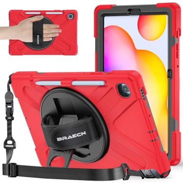 Imagem de BRAECNstock Capa para Samsung Galaxy Tab S6 Lite 10,4 polegadas 2024/2022/2020 (SM-P620/P610/P619) Capa protetora à prova de choque de silicone Tab S6 Lite com suporte para caneta, suporte giratório e