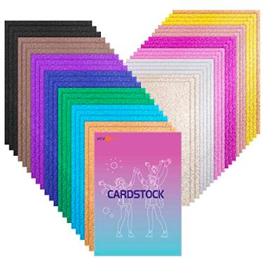 Imagem de 40 folhas de papel cartolina HTVRONT Glitter 300GSM – 13 cores, capa de 50 kg, cartões de glitter grosso A4 para artesanato, aniversário, álbum de recortes, casamento, papel brilhante, confecção de