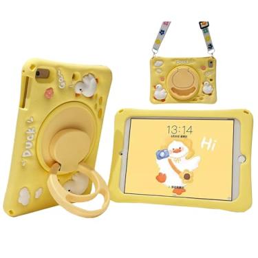 Imagem de Vorhcaum Capa de silicone para Galaxy Tab S6 Lite de 10,4 polegadas 2022/2020 - Suporte giratório e dobrável - Proteção para câmera - Alça de ombro e mão - Desenho animado - Pato