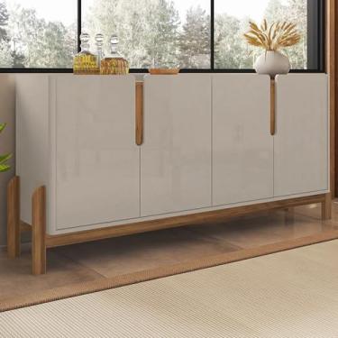 Imagem de Aparador Buffet Sala Lizz 170cm com Pés de Madeira Maciça Off White/cedro