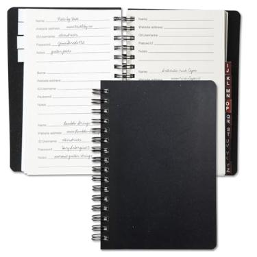 Imagem de Livro de armazenamento de senhas da Internet, 75 páginas, 10 x 14 cm, espiral com abas alfabéticas, diário do organizador inclui endereço do site, nome de usuário e páginas de senha