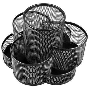 Imagem de Organizador Porta Caneta Lápis Clips Giratório 7 Divisórias Em Metal Aramado - Flor
