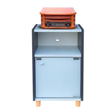 Imagem de Estante Rack Para Discos de Vinil LPs (Portoro/Branco com porta de vidro)