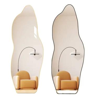 Imagem de Espelho Orgânico Suporte Corpo Inteiro Dourado 100x38cm Luxo