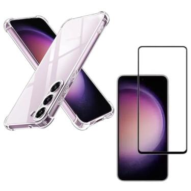 Imagem de Capa Capinha Anti Impacto + Película Premium 9D Cerâmica Para Galaxy S23 Plus Tela De 6,6 Polegadas - (Bluepink)