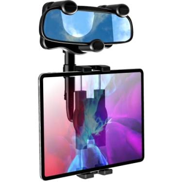 Imagem de YOOZ Suporte para tablet espelho retrovisor de carro, suporte para tablet espelho retrovisor de caminhão com braço ajustável [Rotativo de 360° e retrátil] para iPad Air Mini, Galaxy, Fire, iPhone,