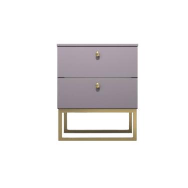 Imagem de Mesa de Cabeceira Industrial MDF com Pés Metalon Dourado PlanCasa