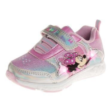 Imagem de Disney Tênis feminino innie Mouse – Minnie Mouse slip-on sem cadarço com iluminação (bebê/criança pequena), Multi, 12 Little Kid