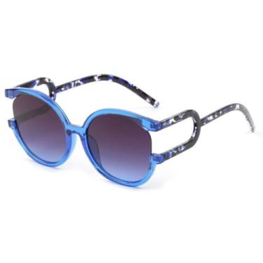 Imagem de Moda redonda óculos de sol feminino pc gradientes lente leopardo quadro luxo tendência óculos uv400, c5, um tamanho