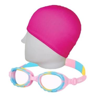 Imagem de Kit Natação Speedo Óculos Candy + Touca Tecido Infantil 2 a 8 anos (Óculos rosa + touca apvd)