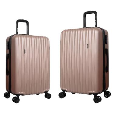 Imagem de Yin's Kit de Malas Bordo 20" 10 kg e Média 23 kg Expansível, com Rodas Removíveis 360° Silenciosas, Segura por Cadeado Fixo Integrado, Rígida, em ABS Resistente e Leve, Bagagem para Viagem - Rose