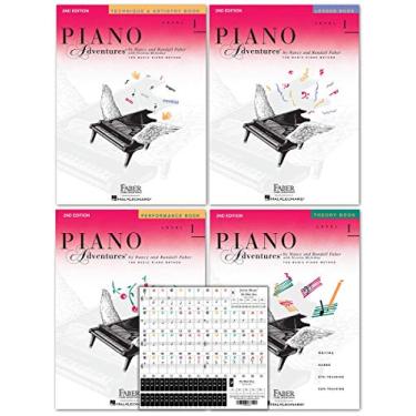 Imagem de Conjunto de 2ª edição Piano Adventures Level 1 por Nancy Faber - Livros de aulas, teoria, apresentação, técnica e arte e teclas de piano de música Juliet 88/61/54/49 conjunto completo adesivo removível