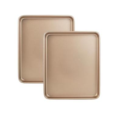 Imagem de Conjunto de 2 panelas antiaderentes para assadeira de 33 cm, Walooza, fácil de limpar, folha de biscoito de substituição, bandeja para forno de torradeira e utensílios de cozinha tamanho profundo de 2,5 cm