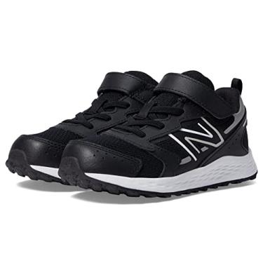 Imagem de New Balance Tênis de corrida infantil unissex Fresh Foam 650 V1 de renda elástica com alça superior, Preto/Metálico Prata/Branco, 16