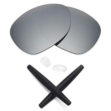 Imagem de Lentes de reposição e kits de borracha Mryok para óculos de sol Oakley Crosshair 2012, Silver Titanium Polarized Lenses & Black Rubber Kits, One Size