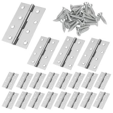 Imagem de 20 peças de dobradiças dobráveis de aço inoxidável de 5 cm com 120 parafusos, dobradiças de porta e janela para caixa de madeira, pequenos artesanatos ou projetos leves